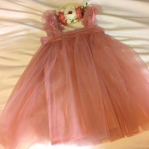 Rose/Blush tool dress and flower matching head band